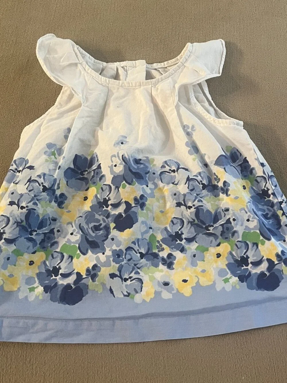 Janie and Jack Toddler Girls White & Blue Flower Dress Short Sleeves Size 2T